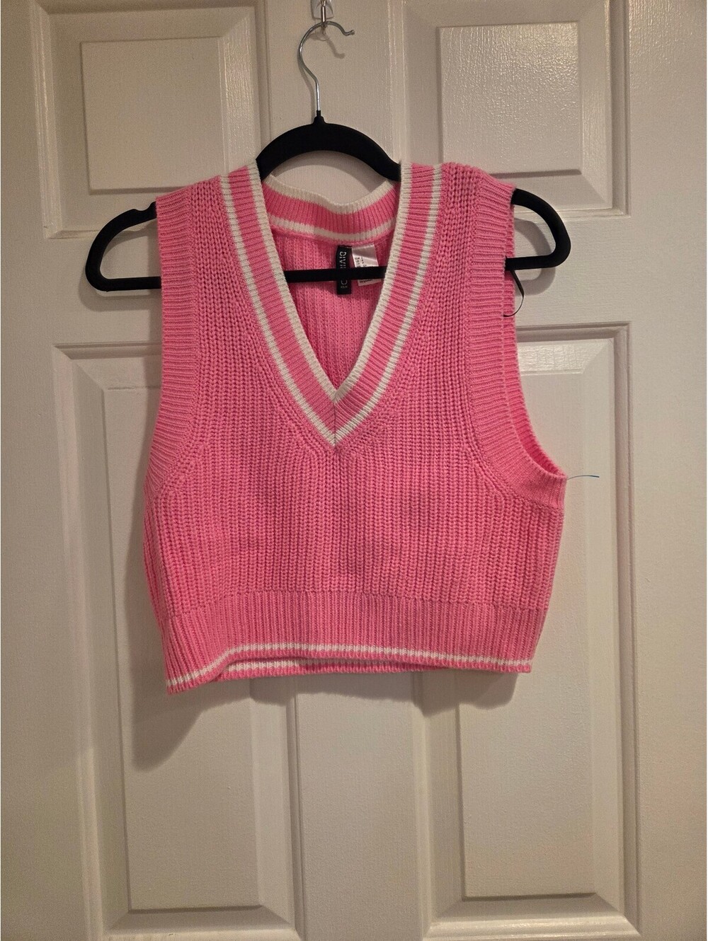 Coquette Pink V-Neck Knit Sweater Vest, Size Small